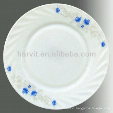 Opal White Glass Customized 10.5'' Dinner Plate Flat Dishes Plates For Restaurants